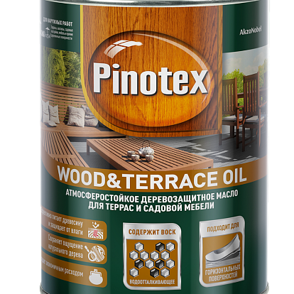 Лакокрасочные изделия Масло для защиты древесины атмосферостойкое Pinotex Wood&Terrace Oil тиковое дерево 1 л