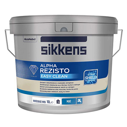 Лакокрасочные изделия Краска для стен и потолков Sikkens Alpha Rezisto Easy Clean глубоко-матовая база W05 10 л