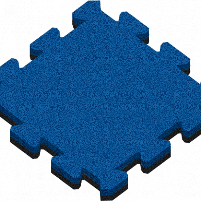 Резиновая плитка Резиновая плитка Пазл Ровное основание 30 мм синяя