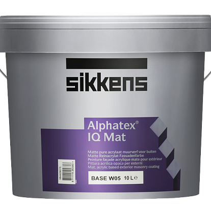Лакокрасочные изделия Краска для внутренних и наружных работ акриловая Sikkens Alphatex IQ Mat глубокоматовая база BS M15 9,6 л.
