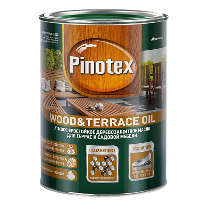 Лакокрасочные изделия Масло для защиты древесины атмосферостойкое Pinotex Wood&Terrace Oil бесцветное 3 л