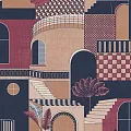 Holden Decor Imaginarium 2 Medina Red/Navy 13103
