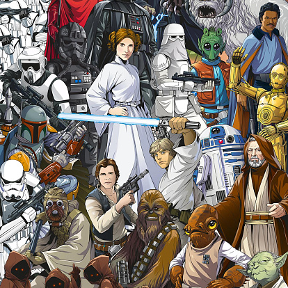 Обои Komar Disney Star Wars Classic Cartoon Collage (Звёздные войны: классика: коллаж из мультгероев) 4-4111